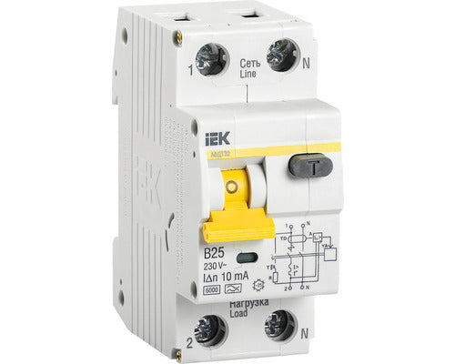 Intreruptor Automat Cu Protectie Diferentiala Iek 1p+n 25a 6ka/10ma, Curba B, Tip A