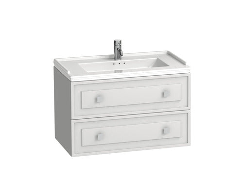 Set Rustica Baza Lavoar si Lavoar, 2 Sertare, MDF, 80 cm, Alb