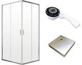 Set Cabina de Dus Patrata Radaway Alienta C900 cu Cadita de Dus si Sifon, 90x90 cm, Sticla Transparenta, Profil Crom