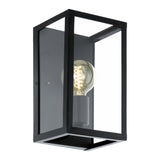 Aplica vintage CHARTERHOUSE, EGLO, 1xE27, otel, negru, sticla, 28 x 16 x 15 cm, IP20
