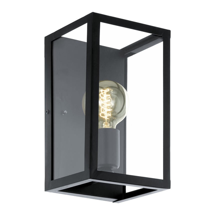 Aplica vintage CHARTERHOUSE, EGLO, 1xE27, otel, negru, sticla, 28 x 16 x 15 cm, IP20