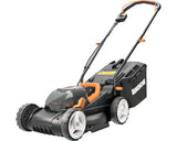 Masina de tuns gazon/iarba pe acumulator WORX WG779E, 40 V, 2 x 2.5 Ah, latime taiere 34 cm, inaltime taiere 20 - 70 mm, 6 trepte de taiere, sac colector 30 L, contine: incarcator dublu + 2 acumulatori 2.5 Ah