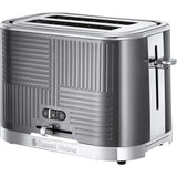 Prajitor de paine Russell Hobbs Geo Steel 25250-56, 1650 W, 2 fante late, Prajire rapida, Gri/Inox