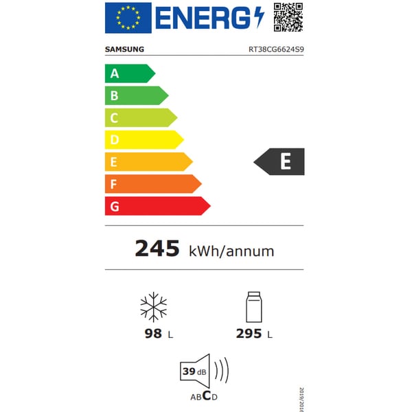 Frigider cu Doua Usi SAMSUNG RT38CG6624S9, No Frost, 393 l, H 171.5 cm, Clasa E, Inox