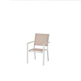 Scaun de gradina Barbana, metalic, cadru din aluminiu alb, culoare roz, 56 x 86 x 59 cm