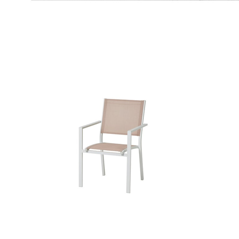Scaun de gradina Barbana, metalic, cadru din aluminiu alb, culoare roz, 56 x 86 x 59 cm