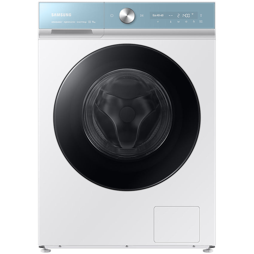 Masina de spalat rufe Bespoke Samsung WW11BB944DGMS7, 11 kg, Clasa A, AI wash, AI Ecobubble, QuickDrive, Q-Bubble, Motor Digital Inverter, Smart Control, Alb