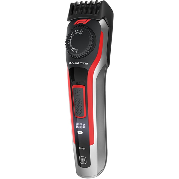 Aparat de tuns barba Rowenta Formula 1® TN384MF0, 39 lungimi de taiere, lame inox, rosu