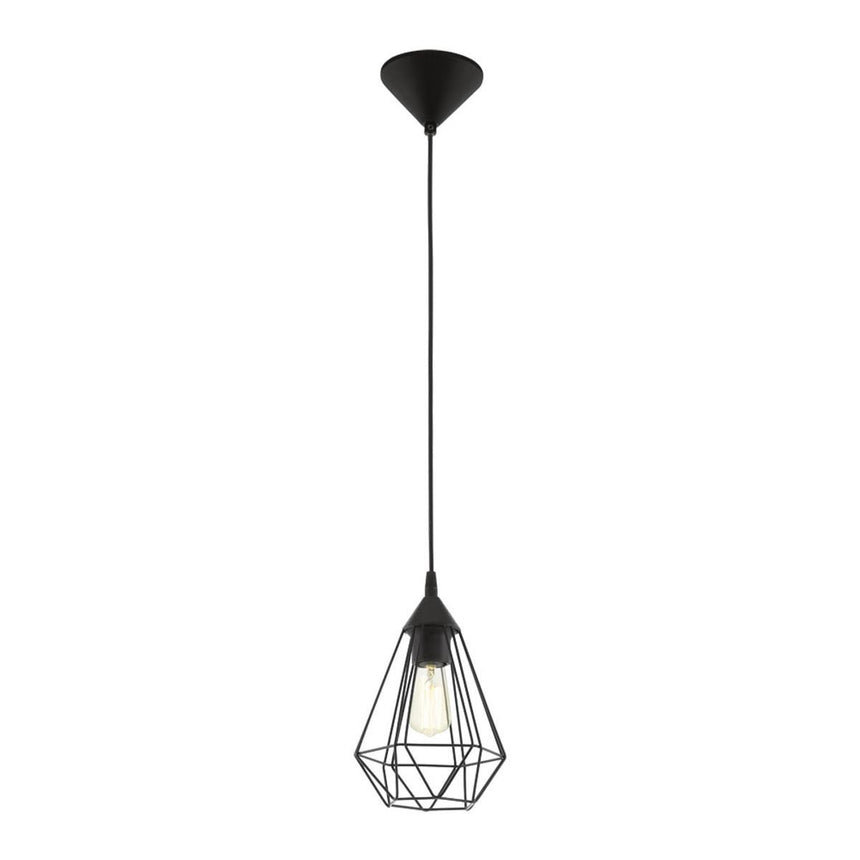 Pendul vintage Tarbes, EGLO, E27, otel, plastic, negru, 110 x 17.5 cm, inaltime reglabila, IP20