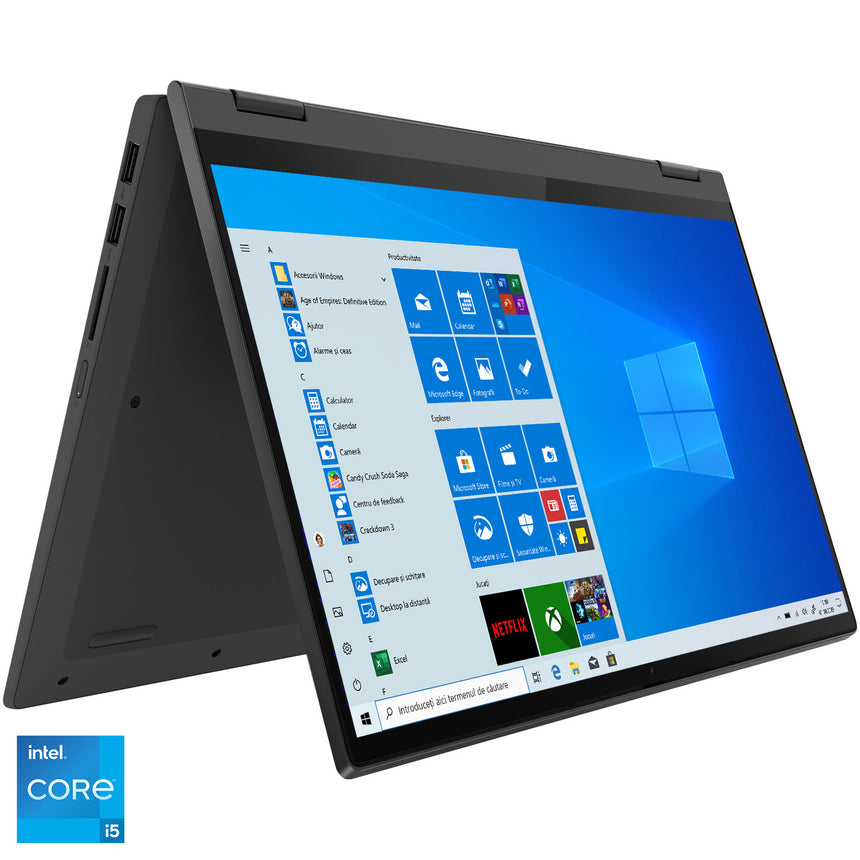 Laptop 2 in 1 Lenovo IdeaPad Flex 5 14ITL05 cu procesor Intel Core i5-1135G7 pana la 4.20 GHz, 14", Full HD, Touch, 8GB, 512GB SSD, Intel Iris Xe Graphics, Windows 10 Home, Graphite Grey
