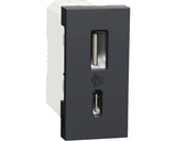 Priza Usb Dubla Schneider Unica Max. 2400 Mah 1x Usb Tip A+ 1x Usb Tip C, 1 Modul, Nuanta Antracit