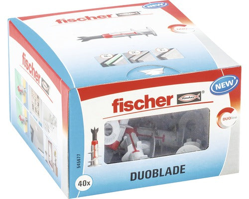 Dibluri Plastic Autoforante Fara Surub Fischer Duoblade, Pachet 40 Bucati, Pentru Gipscarton