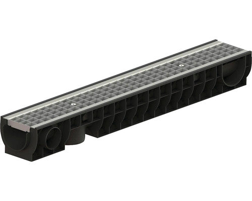 Rigola Polipropilena VODALAND Gratar Otel Zincat 1000x156x120 mm H 120 mm Scurgere Verticala si Orizontala Ø 110 mm A 15 Trafic Pietonal