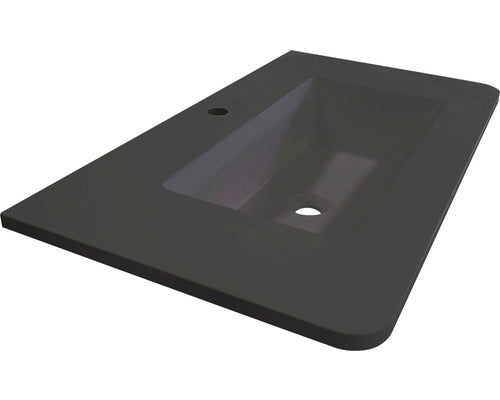Lavoar (chiuveta baie) Kring Idris, din compozit negru mat, 81x15x47 cm
