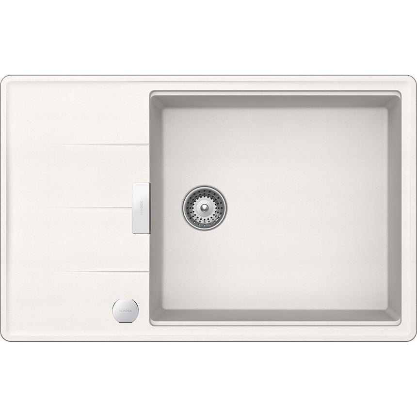 Chiuveta granit Schock Tia D-100LS Polaris Cristadur 780 x 500 mm cu Sifon Automat, adancime cuva 198 mm, reversibila, montare pe blat