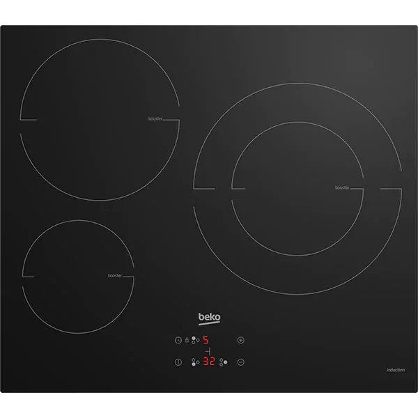 Plita incorporabila BEKO HII63402MT, inductie, 3 arzatoare, Negru