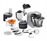 Robot de bucatarie Bosch MUM5 MUM58M59, 1000 W, 7 viteze + Pulse, bol 3.9 l, Blender 1.25l, Masina de tocat, parcare automata pentru modul stand-by, soft star, Negru/ argintiu