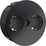 Multipriza incorporabila Bachmann Twist 2S, pentru blat de bucatarie, 2 prize, cordon 2m, H05VV-F 3G1.5mm+ fisa montabila, Negru