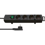 Prelungitor Brennenstuhl Comfort-Line Plus, cu stecher plat, intrerupator iluminat, 4 prize, IP20, H05VV-F 3G1.5, 2m, Negru