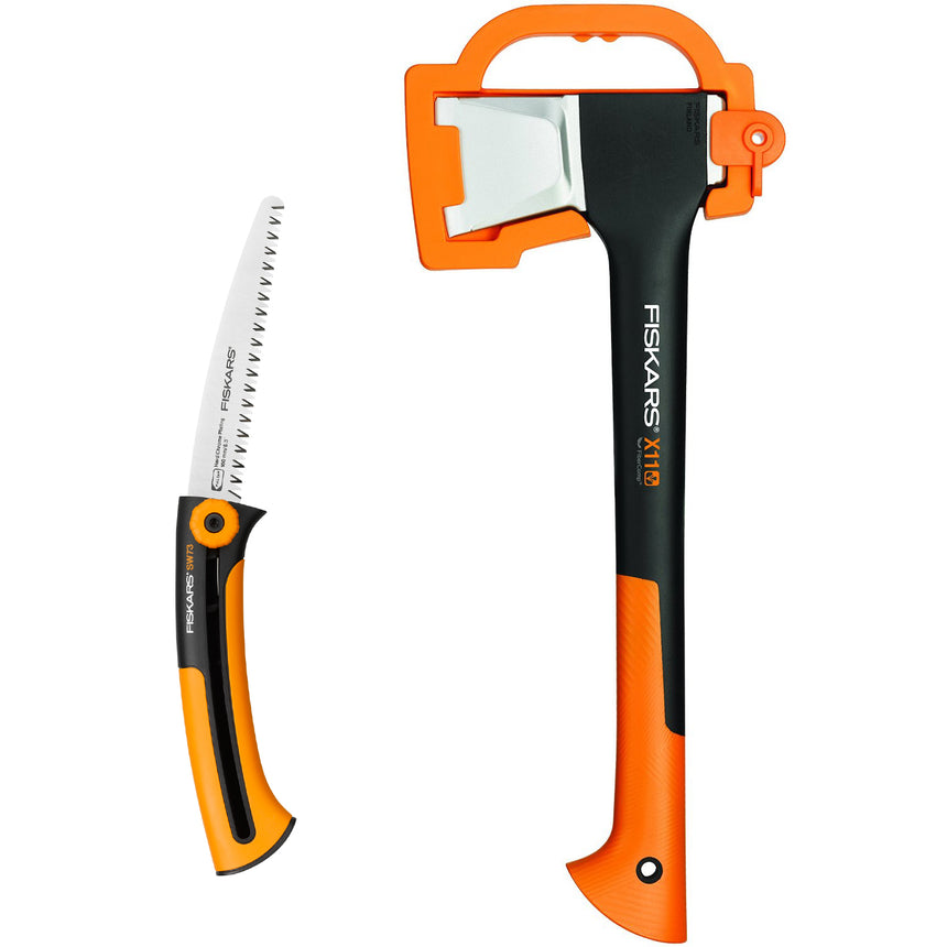 Pachet Fiskars, Topor pentru despicat X11 - S + Fierastrau de gradina (S) Xtract™ SW73