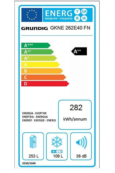 Combina frigorifica GRUNDIG GKNE 262E40 FXN, Duo-Cooling No Frost, 362 l, H 203, Clasa A++, inox