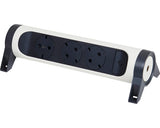 Multipriza rotativa Legrand Premium, 3 prize, cu intrerupator, 16A, 230V, fara cordon, Alb/Negru