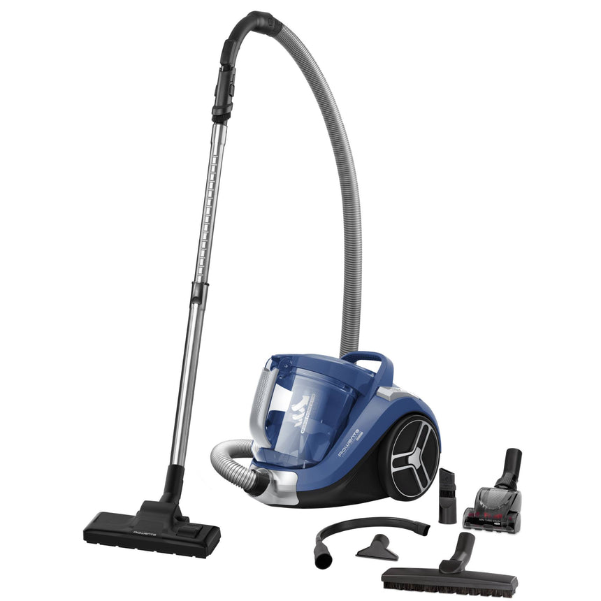 Aspirator fara sac Rowenta Compact Power XXL RO4881EA, 550W, Effitech, 2.5L, 8.8m, Home&Car, perie Easybrush, albastru