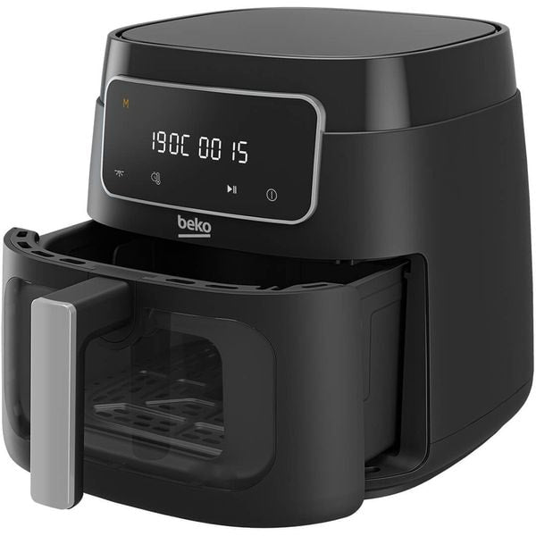 Friteuza cu aer cald BEKO ExpertFry XL FRL3374B, 7.6l, 1750W, 9 programe, geam transparent, cuva antiaderenta, display digital, negru-argintiu