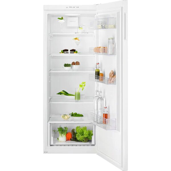Frigider cu o usa Electrolux LRB1DE33W, 309 l, Clasa E, Control electronic, Iluminare LED, Ventilator, Usa reversibila, H 155 cm, Alb