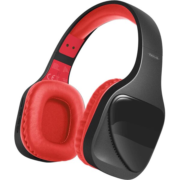Casti PROMATE Nova, Bluetooth, On-ear, Microfon, Negru-Rosu
