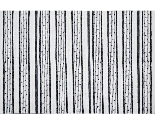 Covor Bumbac Lines&dots Alb/Negru 140x200 Cm
