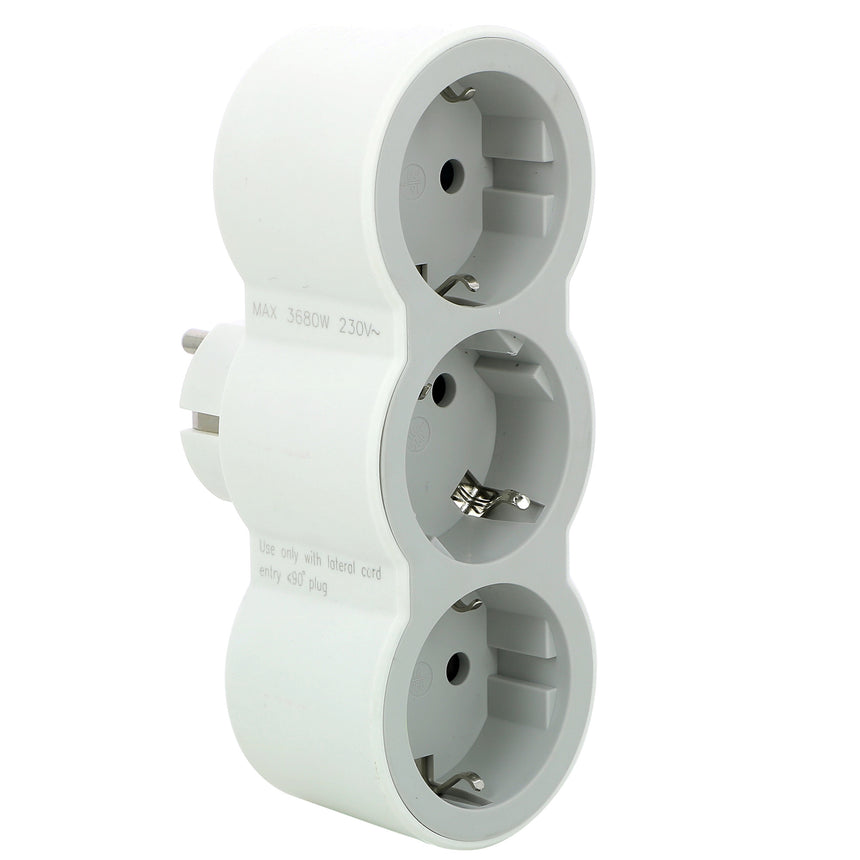 Adaptor priza Legrand Revolution L694518, 3 prize frontale, 16A, Alb/Gri