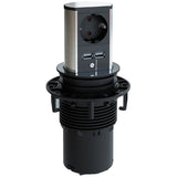 Multipriza incorporabila pentru blat de bucatarie Bachmann Elevator 1xSchuko, 2xUSB 3.1A 5VDC, cordon 2m, H05VV-F3G1,5mm² + stecker Schuko montabil