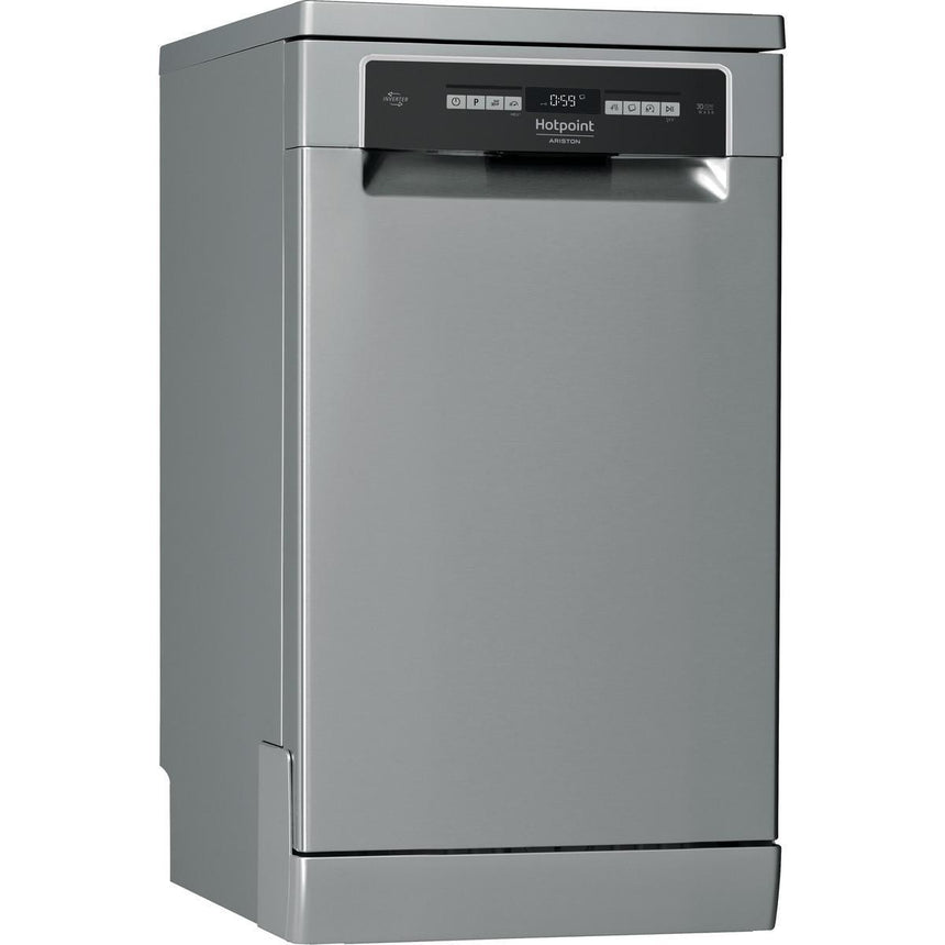 Masina de spalat vase Hotpoint HSFO 3T223 WC X, 10 seturi, 9 programe, Clasa E, 45 cm, Inox