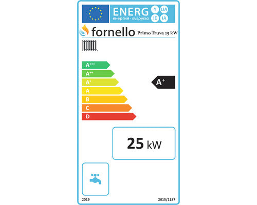 Termosemineu Fornello Primo Truva 25 kW Ivory cu pompa de circulatie, vas de expansiune, supape de siguranta, Sistem de curatare mecanica creuzet