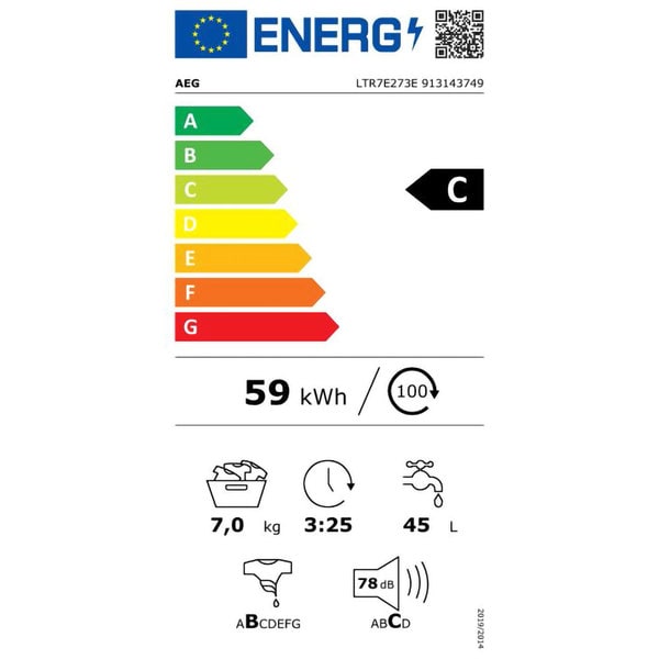 Masina de spalat cu abur cu incarcare superioara AEG LTR7E273E, 7 kg, 1200 rpm, ProSense, SoftPlus, clasa energetica B, Alb