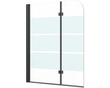 Paravan Cada Form & Style Cabia 112x140 Cm, 2 Elemente, Sticla Decor Dungi, Profil Negru