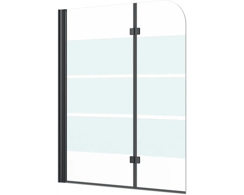 Paravan Cada Form & Style Cabia 112x140 Cm, 2 Elemente, Sticla Decor Dungi, Profil Negru