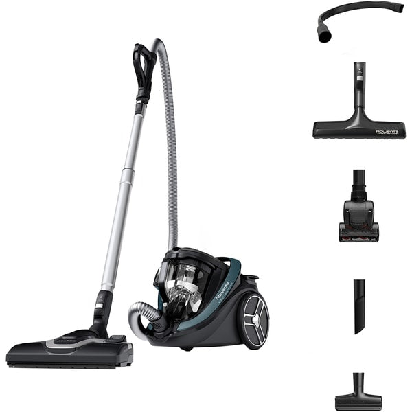 Aspirator fara sac Rowenta Silence Force Cyclonic Effitech RO7961EA, 2.5 L, 500 W, Negru/Verde