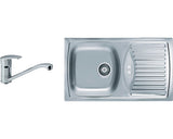 Pachet Chiuveta Bucatarie Alveus Basic 150 Gri Inox, Picurator pe Dreapta + Baterie Monocomanda Milena