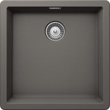 Chiuveta granit Schock Greenwich N-100 Cristadur Silverstone 456 x 456 mm, granit, montare pe/sub blat, gri inchis