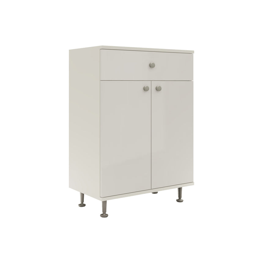 Corp Baie haaus Zaria, 1 Sertar, 2 Usi, Alb lucios/Alb, MDF, L 60 x l 35 x H 85 cm