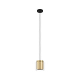Lustra pe cablu, EGLO, Metal/Sticla, 1xE27/40W/230V, Negru/Auriu/Transparent
