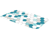 Covoras Baie Antiderapant Mosaique, 75x45 Cm, Turcoaz/gri