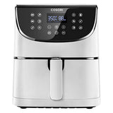 Friteuza cu aer cald, fara ulei, Cosori Air Fryer, Ecran digital, 11 functii de gatire presetate, 1 Grilaj pentru frigarui si 5 Frigarui, Capacitate 5.5 litri, 1700W, Alb