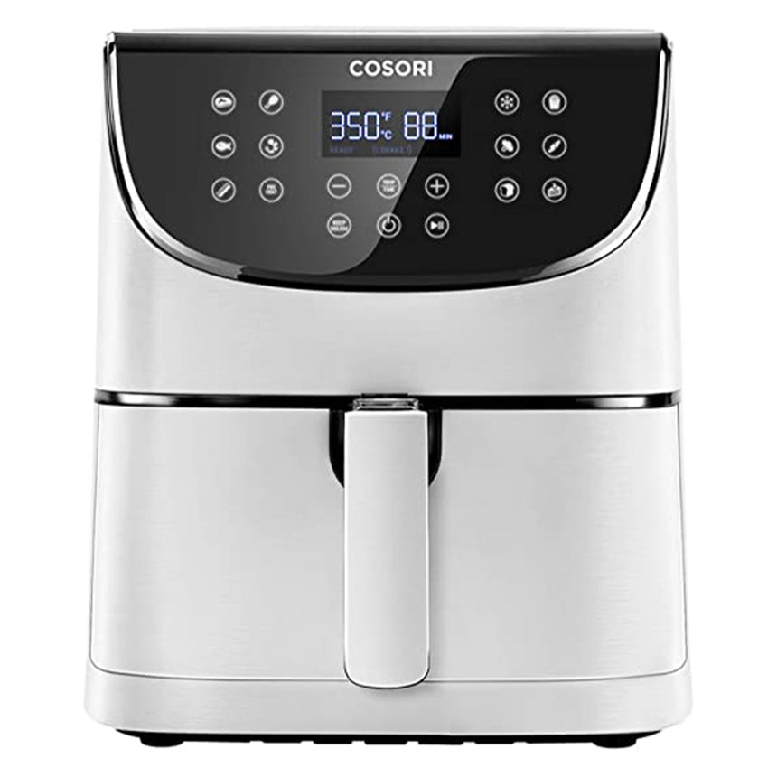 Friteuza cu aer cald, fara ulei, Cosori Air Fryer, Ecran digital, 11 functii de gatire presetate, 1 Grilaj pentru frigarui si 5 Frigarui, Capacitate 5.5 litri, 1700W, Alb