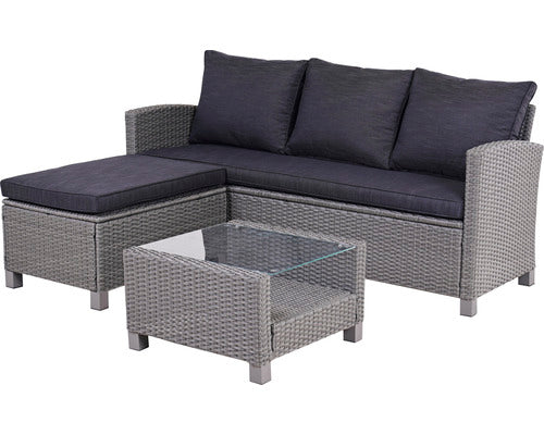 Set Mobilier Gradina Garden Place Carla Ratan 3 Piese 4 Locuri Gri