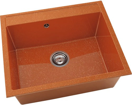 Chiuveta Bucatarie Cu O Cuva Fat Avangard 227 60x51 Cm, Fara Picurator, Marmura Compozita Silver Orange