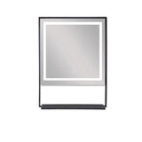 Oglinda, Sanotechnik, ZI310, cu iluminare indirecta LED, comutator tactil, incalzire cu dezumidificare, Bluetooth, raft toaleta, 600x600 (+200mm), Negru