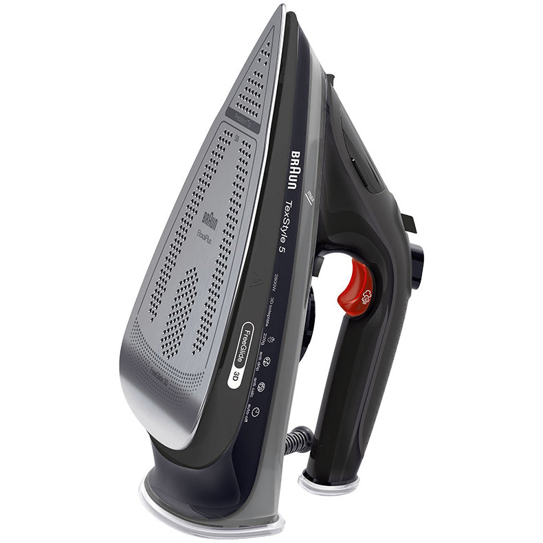 Fier de calcat Braun FreeStyle 5 SI5088BK, 2800W, jet de abur 220g/min, abur variabil 0-50 g/min, talpa EloxalPlus, rezervor 300 ml, tehnologie FreeGlide, oprire automata, sistem antipicurare, negru